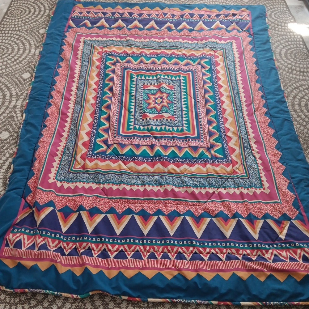 Vintage 1980's Collier Campbell Twin Southwestern Comforter Set 4 Reversible - Picture 2 of 9
